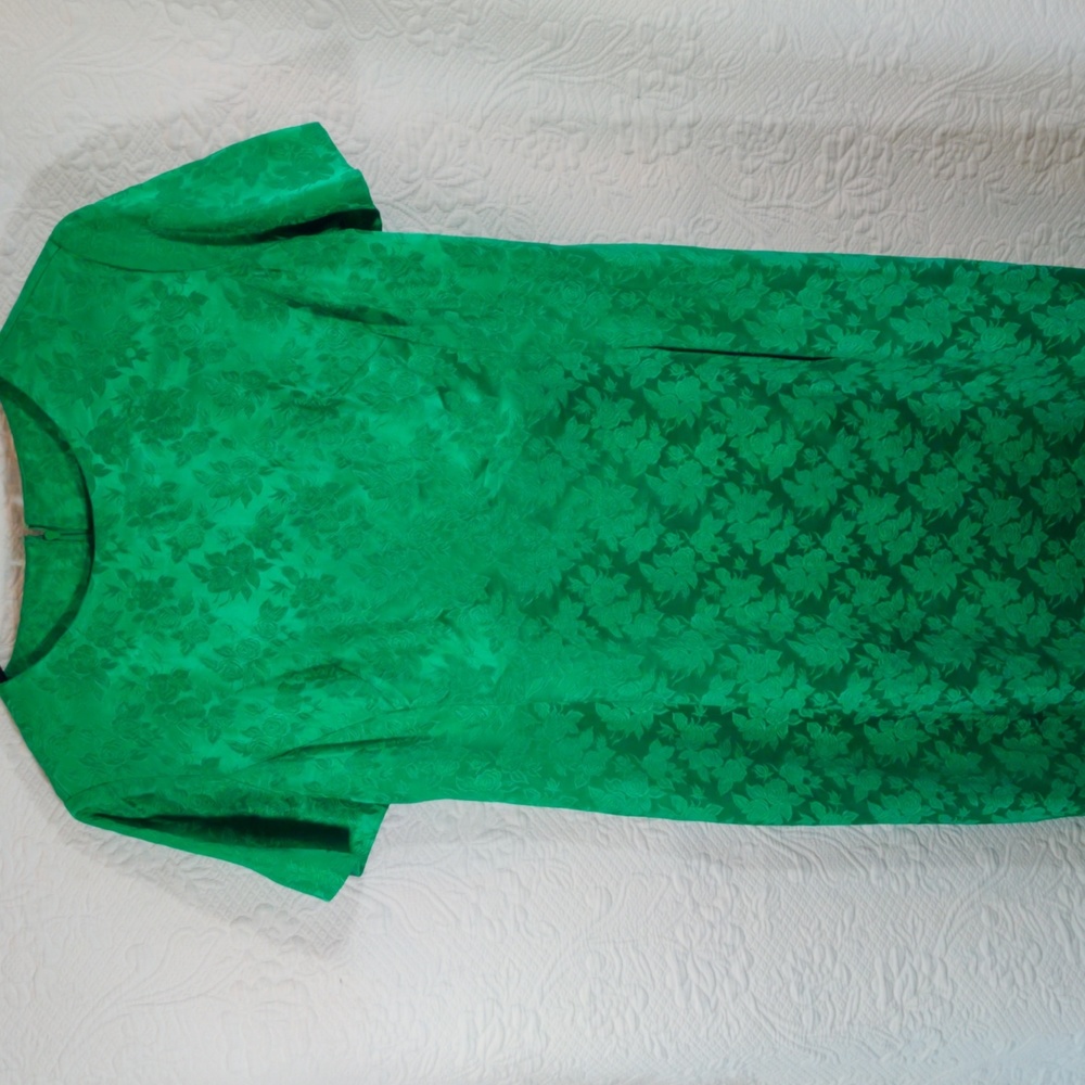 Vintage 1960s Handmade Brocade Rose Print Lined Dress & Short Jacket - Picture 9 of 16